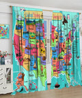 Colorful US Map Curtain Set For Kids Bedroom And Classroom, Cartoon America Design Blackout Window Drapes, 2 Panels, 63x72 Inches