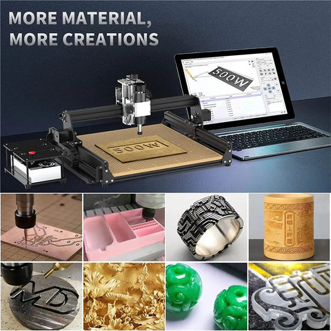 3 Axis Cnc Router Engraver Badly Crushing Wood And Acrylic Projects Delivers Slick Precision With A Roomy 430X390Mm Bed in action with various materials.