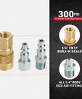One Quarter Inch NPT M Style Air Coupler And Plug Kit Twelve Piece Set For Quick Change Connects Durable Brass Fittings