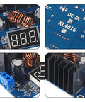 Close-up of Three Pack 8A Step Down Buck Converter Voltage Regulator Module With Digital PWM LED Display, showing components.