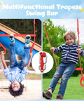 Kids using 65-Foot Ninja Warrior Obstacle Course For Kids With Swing And 11 Obstacles For Backyard Tree Slackline Jungle Gym Outdoor Playset With Saucer Swing 360 Degree Rotation Ninja Twister Trapeze Bar Climbing Net Ladder trapeze bar