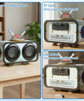 Bluetooth Speaker Kit For Beginners Build Your Own Dual Speaker With RGB Music Sync Lights on desk, close-up views.