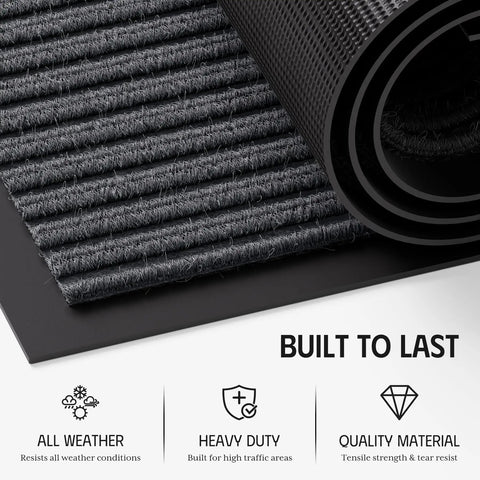 Heavy Duty Front Door Mat 3 By 5 Feet Outdoor Entrance Rug Non Slip Backing Absorbs Dirt And Water Dirt Resistant Gray