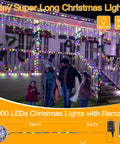 Family enjoying 1000 LED Christmas Lights 330 Ft Outdoor Indoor With Remote IP67 Waterproof Dimmable 8 Modes 3 Timers Tangle Free