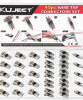40 Piece Wire Tap Connectors Kit For 24-20 AWG Quick Solderless No Stripping T Tap Low Voltage Wire Connector in case