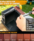 Mini Belt Sander Offers Four In One Grinding Polishing And Sanding Disc Functions With 20X1.2 Inch Belts in use for knife sharpening.