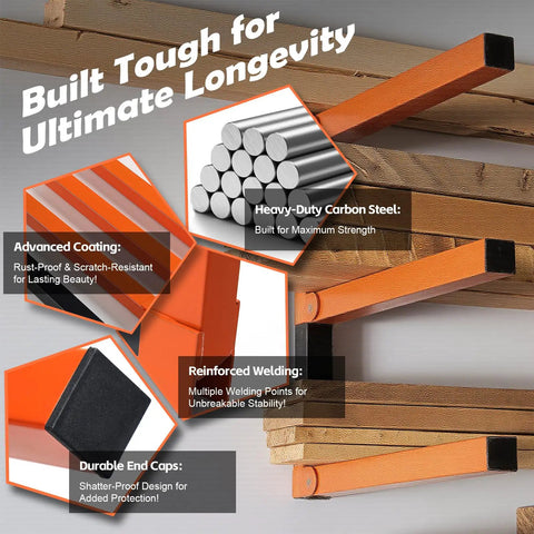Heavy Duty Wood Organizer Lumber Rack Wall Mount Cantilever Shelves Tough As Nails 3 Level Holds Up To 600 Lbs details