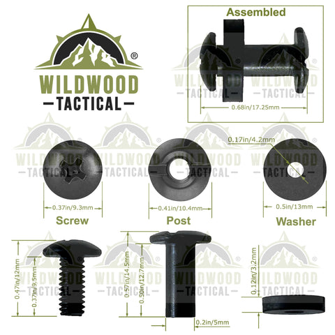 Gun Holster Hardware One Half Inch Posts And One Half Inch Chicago Screws Kit Twelve Sets Black Open Slotted Fasteners