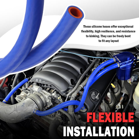 Thickened Silicone Heater Hose Kit With Five Clamps For Engine Coolant And Radiator Vacuum Lines High Temp Reinforced Flexible Hose