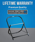 Beefy Steel Cable Caddy For Reels Up To 20 Inches In Diameter And 100 Lb Capacity displayed with lifetime warranty