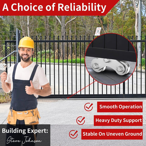 2 Inch Groove Wheel U Shaped Sliding Gate Caster Heavy Duty Detachable Stainless Steel shown under a sliding gate