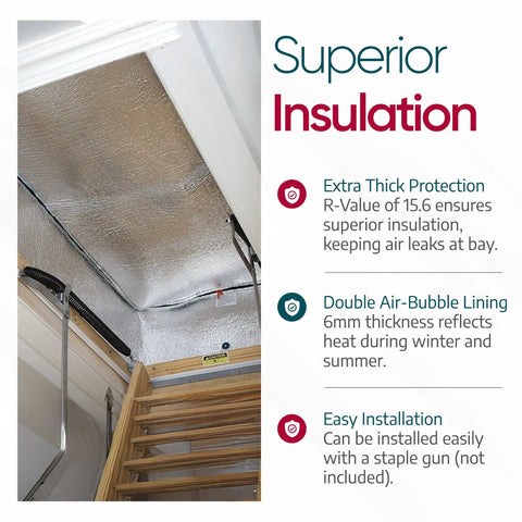 Attic Door Insulation Cover For Pull Down Stairs 25 By 54 By 11 Inches Extra Thick Fireproof Attic Tent Insulator With R Value 15.6