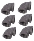 Heavy Duty Iron Hose Connectors 6 Pack Elbow Fittings For Industrial Use Black Couplings Easy To Install High Performance Tube Fittings For Long Lasting Repairs