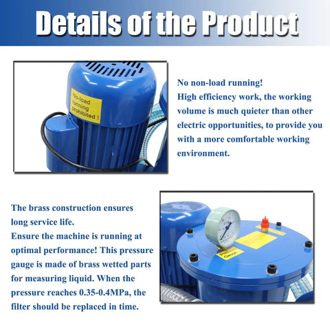 Portable Hydraulic Oil Filter Cart With 3 Micron Precision Filtration And Single Cylinder Purification System Killing Grit Fast With A Slick Pressure Gauge showing brass pressure gauge and electric motor.