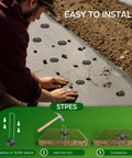 Pro Grade Heavy Duty Galvanized Landscape Staples Set 100 Pcs U Shaped Garden Stakes 6 Inch 11 Gauge With 50 Gaskets installed in garden
