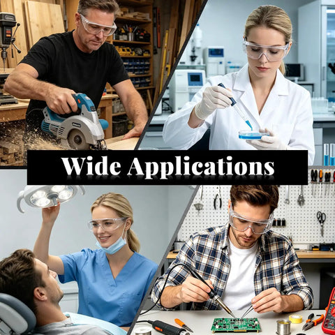 Snap Right On High Definition Safety Glasses Fit Over Prescription Glasses Lightweight Wide Vision Protective Eyewear For Lab Work Woodworking And Home DIY With Killer Clarity used in woodworking, lab, healthcare, and electronics.