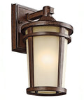 Atwood 11 Inch Outdoor Wall Light In Brown Stone Finish With Light Umber Mist Glass 1 Light Exterior Wall Sconce For Porch Or Patio Rustic Lodge Style Weather Resistant Durable.