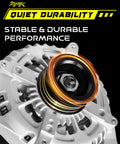 Close-up of Beefed Up 12V 200A 225A Alternator For Ford Explorer 2016 2019 3.5L Edge, showing 6-groove pulley detail.