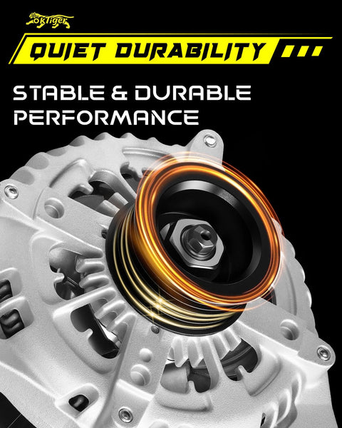 Close-up of Beefed Up 12V 200A 225A Alternator For Ford Explorer 2016 2019 3.5L Edge, showing 6-groove pulley detail.