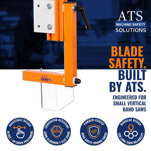 Vertical Band Saw Guard for 15 Inch Plus Saws with 7 Inch Lexan Shield, OSHA and ANSI Compliant showcased in detail