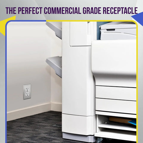Tamper Resistant Duplex Receptacle Outlets Commercial Grade 20A 125V Self Grounding in office setting near printer