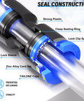 Close-up of Push To Connect Air Fittings Kit showing seal construction with clasp sealing ring and lock clip spring in plastic.