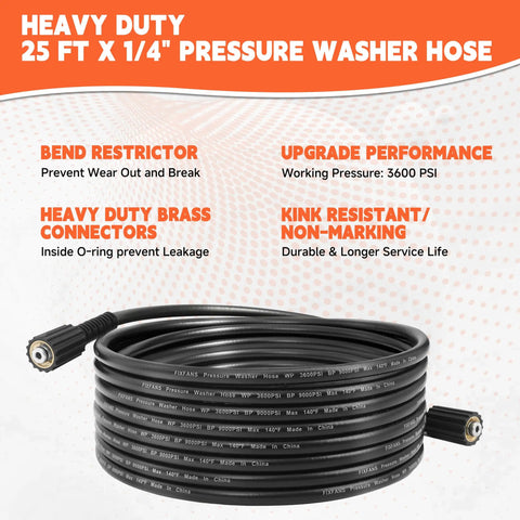 Pressure Washer Gun And Hose Kit With 25 Ft Heavy Duty Hose And Replacement Wand 5 Nozzle Tips M22 Fitting Universal Fit For Most Power Washers Not For Garden Hoses