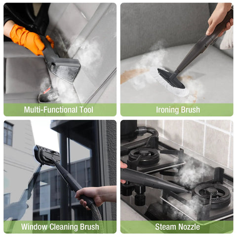 Slick Steam Portable Carpet And Upholstery Cleaner With 16Kpa Pressure, versatile tools for cleaning, including multi-functional tool.