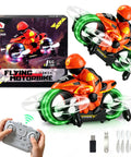 Ground And Air RC Motorbike Toy For Kids And Adults 2 In 1 Remote Control Vehicle With LED Lights Auto Takeoff