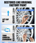 Universal Wheel Repair Kit And Rim Paint Touch Up Pen For Curb Rash Alloy Wheel Scratch Fix Water Proof Sealant To Knock Out Beat Up Scuffs Real Quick Today showing instructions for use on alloy wheels.