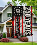 Double Sided 250th Anniversary USA Garden Flag We The People 1776 2026 Patriotic 12x18 Inch Waterproof Outdoor Yard Sign displayed