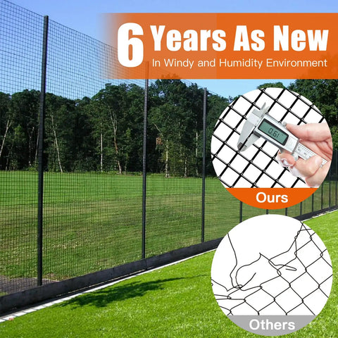 Tough As Nails 24 Inch X 50 Feet Black PVC Coated Chicken Wire Fence Heavy Duty Galvanized Hardware Cloth Roll installed outdoors.