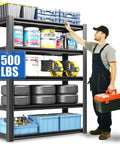 Heavy Duty 72 Inch Garage Shelving Unit With 2,500 Lbs Capacity, 5 Adjustable Tiers, Metal Storage Racks For Workshop, Basement And Home Office, Durable Steel Construction, Easy Assembly, Max 500 Lbs Per Shelf, black steel rack with tools