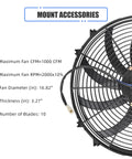 Heavy Lifting 14 Inch Slim Push Pull Electric Radiator Cooling Fan 12 Volt 90 Watt Beast Mode Eight Blade Engine Cooler with 10 blades