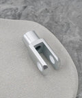 Two Piece M8x1.25 Air Cylinder Rod Clevis Ends With Right Hand Female Thread Y Connector For Electronic Automation Equipment 42mm Long By 16mm Wide 8mm Installation Diameter Carbon Steel Durable, silver clevis close-up