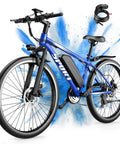 Blue Beast Mode 1500W Peak Mountain Electric Bike for adults with 26-inch wheels, removable 48V 10Ah battery, and 7 speeds.