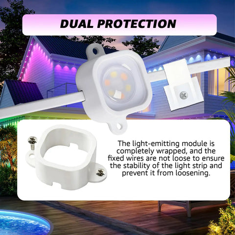 120 Piece Outdoor Light Mounting Brackets Kit For H706ABC H806ABC White With 40 Self Adhesive Wire Clips showing mount and usage
