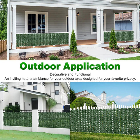 Faux Ivy Privacy Fence Screen 40X120 Inches for Patio Balcony Garden Backyard Indoor Outdoor Green Wall Decor Realistic UV Resistant Backdrop Panels Durable No Fuss Reusable covering fences in various outdoor settings