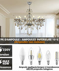 10-Light Crystal Chandelier In Cognac Champagne Finish With K9 Crystal Beads, elegant dining room pendant lighting.
