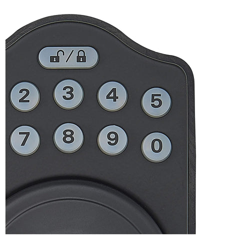Close-up of matte black electronic keypad on Keyless Entry Door Lock With Matte Black Handle Set And Electronic Keypad, Motorized Deadbolt