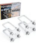 Heavy Duty Hot Dip Galvanized Square U Bolt Kit For 2x2 Trailer Axles, Four And Three Quarters Inch Long, Two Inch Wide U Bolts