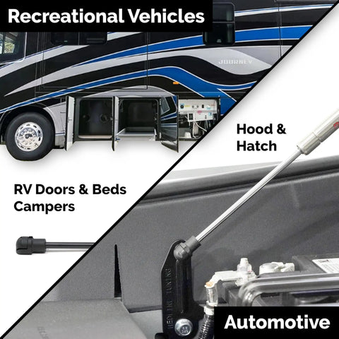 Heavy Duty Kickass Gas Strut End Fittings For 10Mm Ball Stud With Reinforced Metal C Clip ABS Plastic in RV and automotive uses.