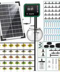 Solar Drip Irrigation System For Gardens And Greenhouses DIY Automatic Drip Kit with 8W solar panel and 30 emitters displayed