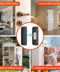 Six Pack Magnetic Cabinet Locks Self Adhesive For Quiet No Noise Furniture Closure Flush Mount Design Keeps Cabinets And Drawers Closed Kid Safe Easy To Install Heavy Duty Magnetic Hold For Home Kitchen And Office shown for indoor and outdoor use.