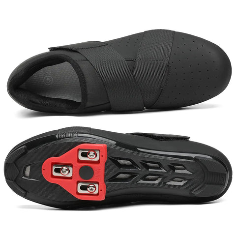 Unisex Dope Indoor Cycling Shoes With Delta Cleats Included, Compatible With Peloton And Delta Pedals, Black Size 8, top and bottom view