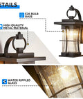Outdoor Dope Wall Sconces Matte Black Metal Lanterns With Clear Seeded Glass Waterproof Exterior Lighting details