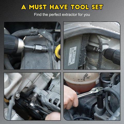 Deep Bolt Extractor Set 28 Piece Kit With Three Eighths Inch Drive For Stripped Broken And Rounded Bolts Lug Nut Removal Spark Plug Extractor Socket Set Beast Pro Grade For Auto And Home Projects used on car engine bolts