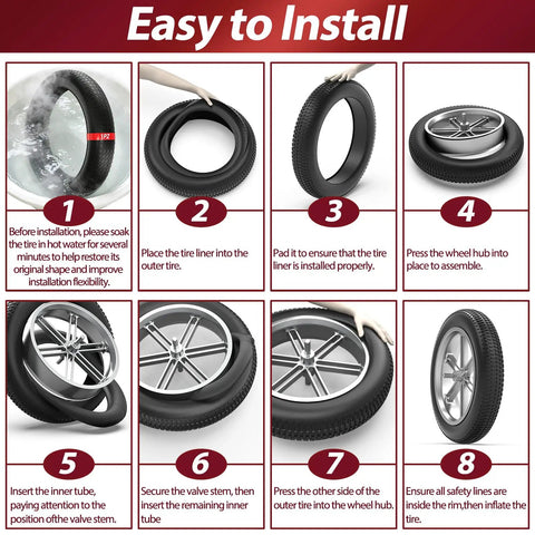 Puncture Proof Tire Insert For 20x4.0 Bike Tires, No Flat Liner That Stops Thorns And Goatheads installation steps chart