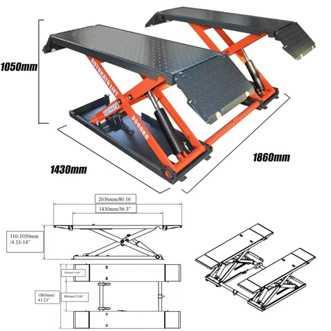 Smooth Operator Mobile Mid Rise Scissor Lift Featuring Electric Release And 8000 Pound Capacity, dimensions and design features shown.