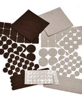 Top Shelf Furniture Felt Pads 165 Piece Bundle with various shapes and colors for floor protection against scratches.
